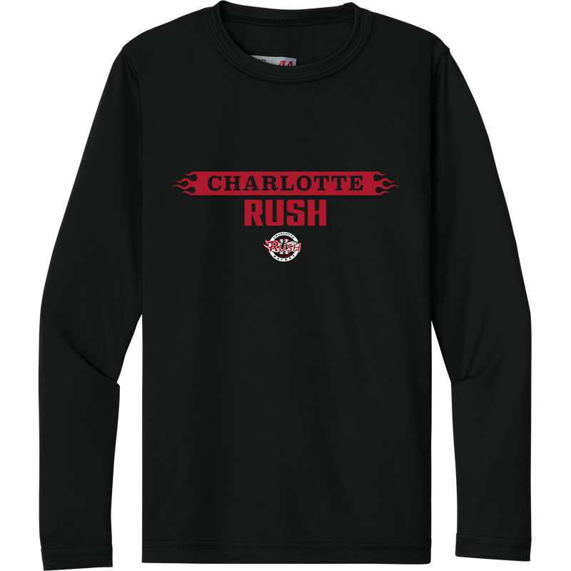Charlotte Rush Youth Cooling Performance Long Sleeve Tee