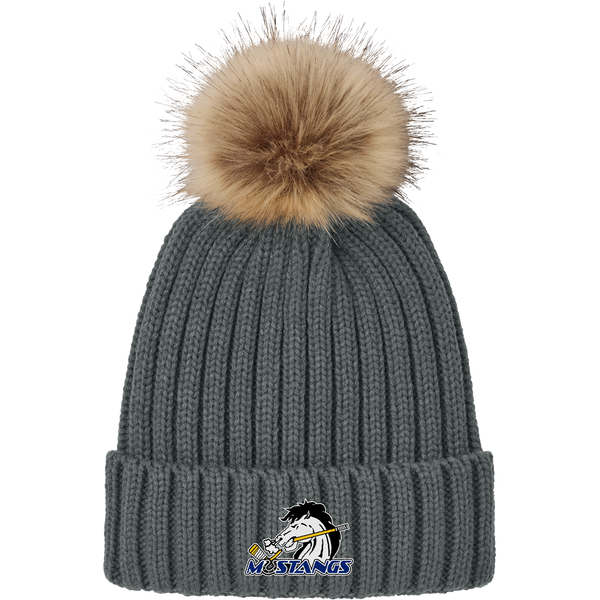 Mid-State Mustangs Faux Fur Pom Beanie