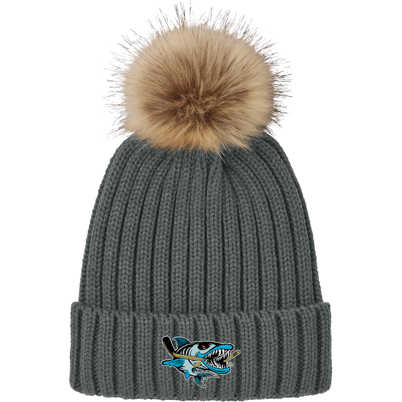 Boca Barracudas Faux Fur Pom Beanie